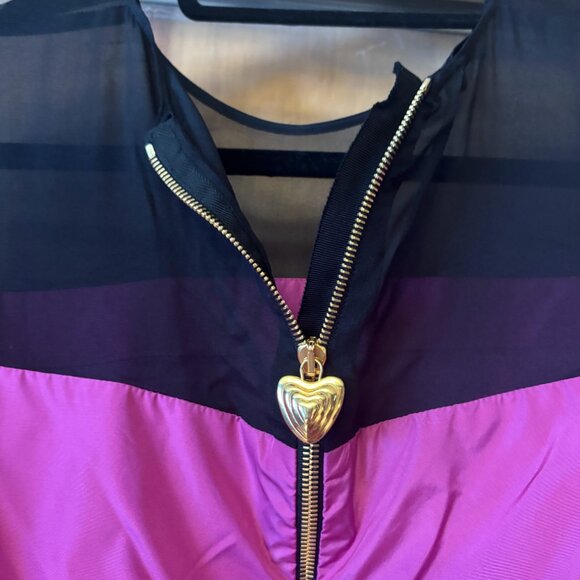 ESCADA Dress, Designer Shift full sleeve silk blend Purple Dress Sheer Black - Picture 2 of 7